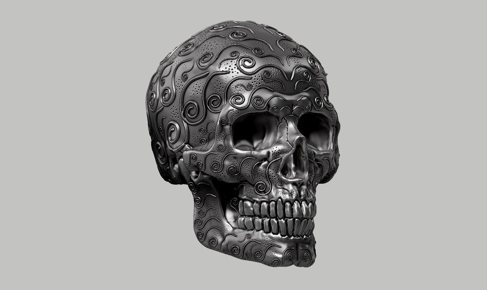 skull horn art design a12 3D print model_1