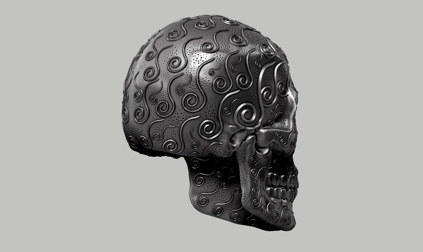 skull horn art design a12 3D print model_4