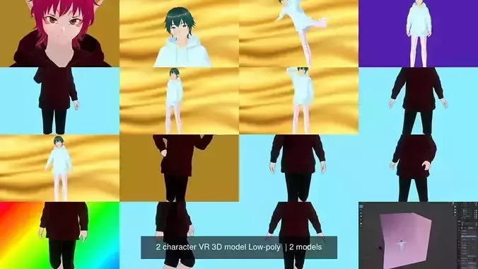 2 character VR 3D model Low-poly  3D Model Collection