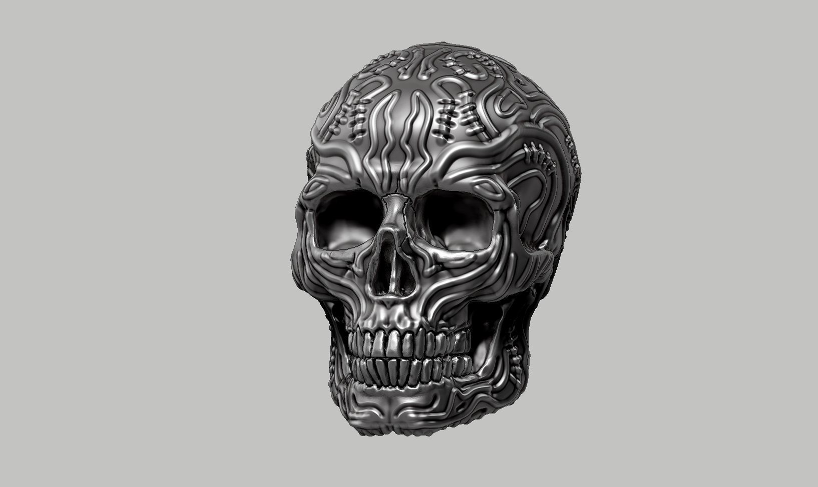 skull horn art design a13 3D print model_9