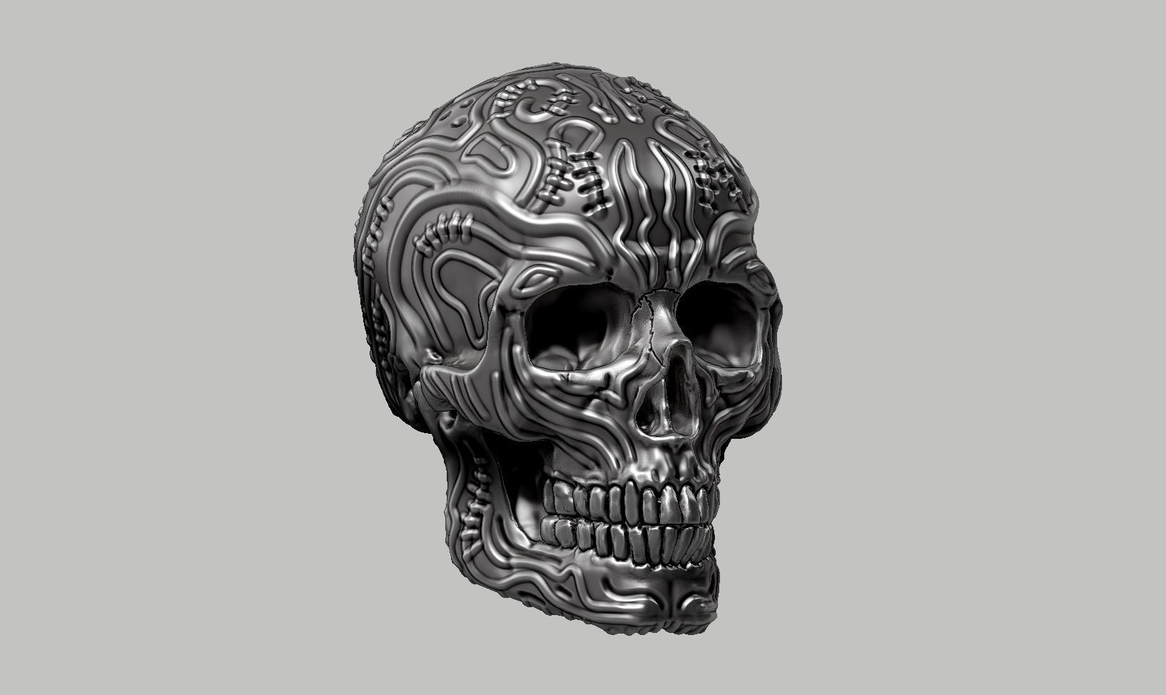 skull horn art design a13 3D print model_1