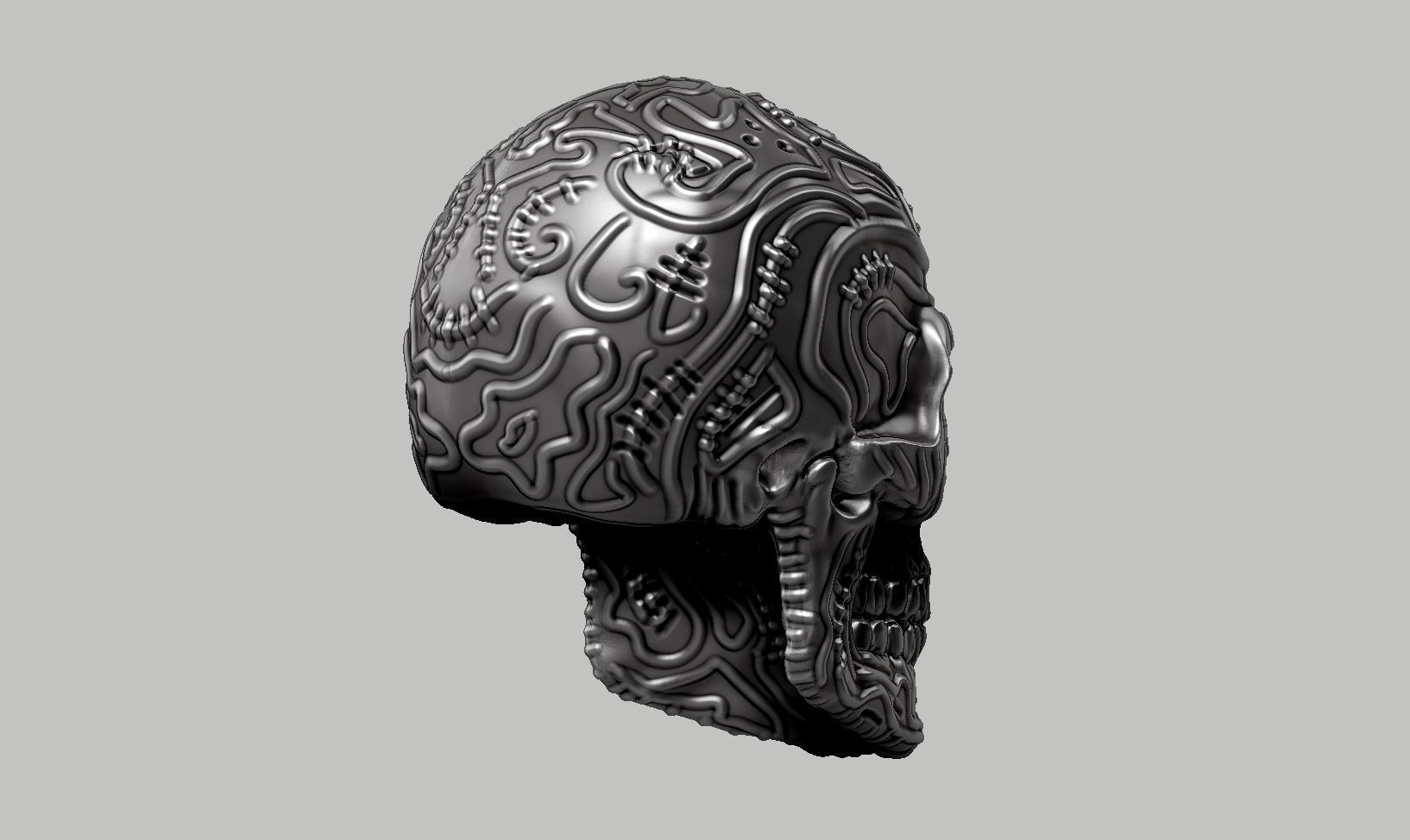 skull horn art design a13 3D print model_4