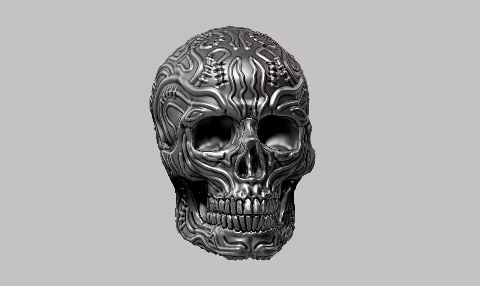 skull horn art design a13 3D print model_0