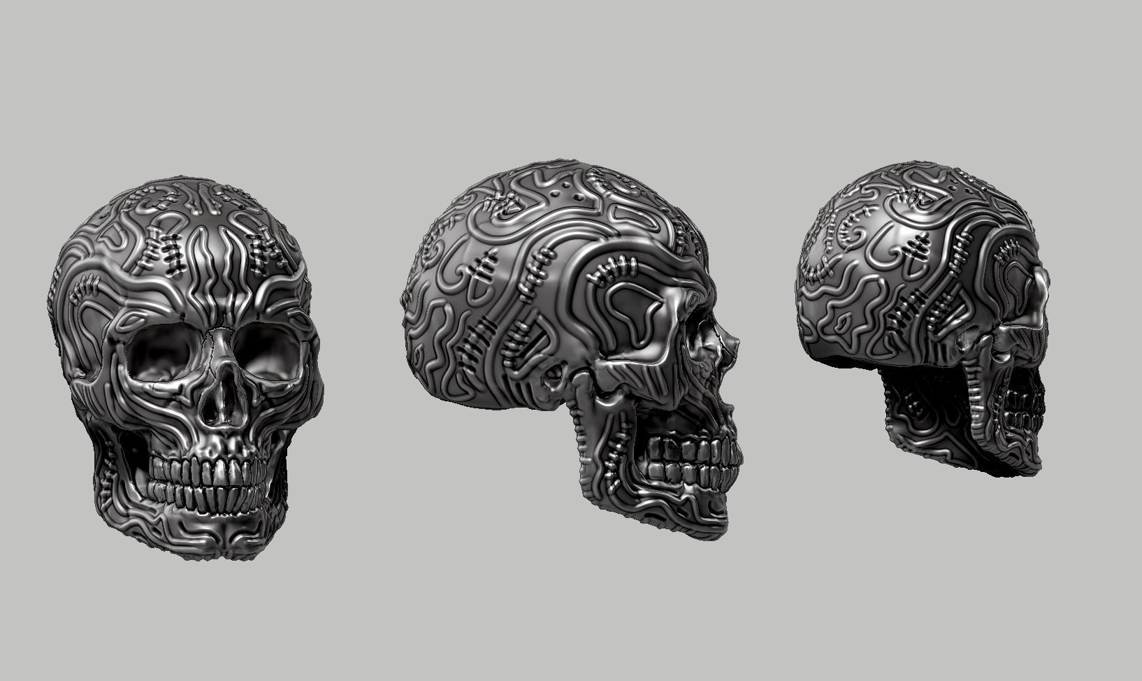 skull horn art design a13 3D print model_11