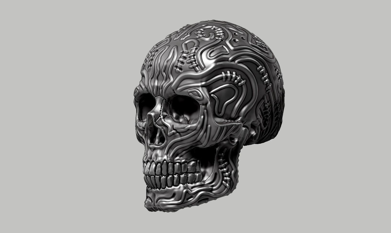 skull horn art design a13 3D print model_8