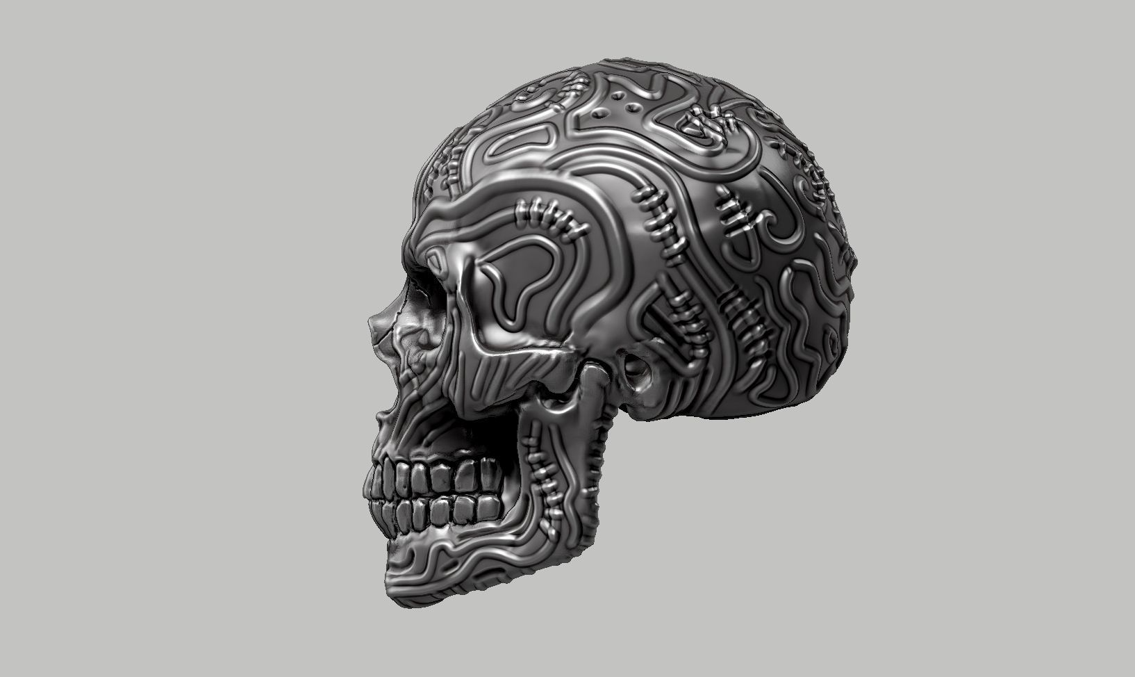 skull horn art design a13 3D print model_7