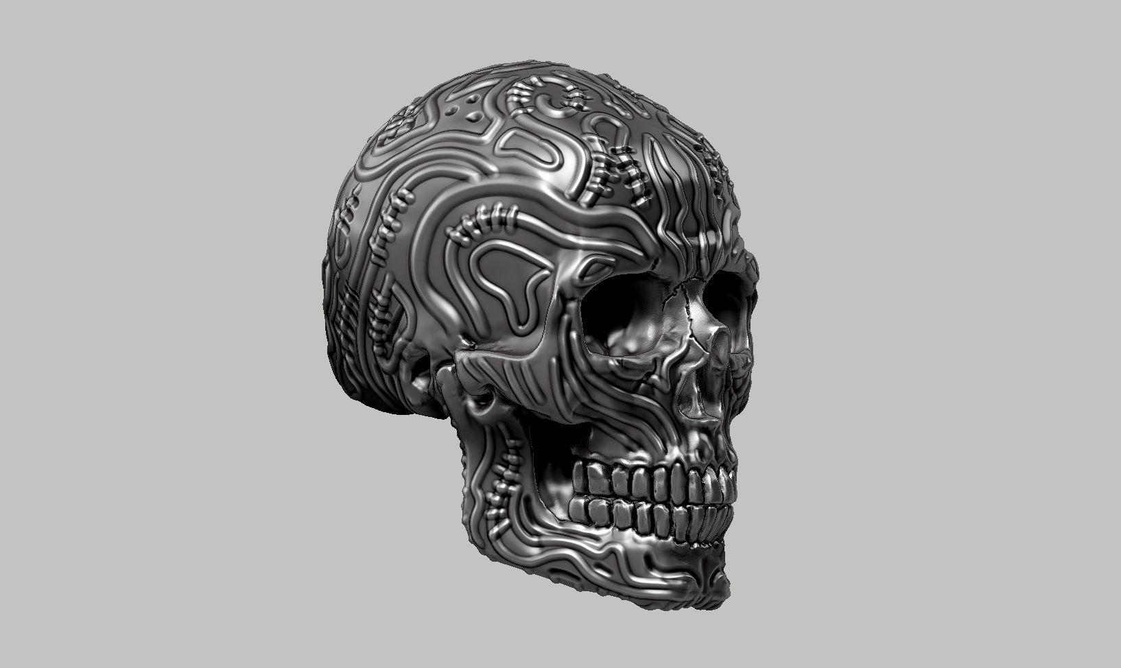 skull horn art design a13 3D print model_2