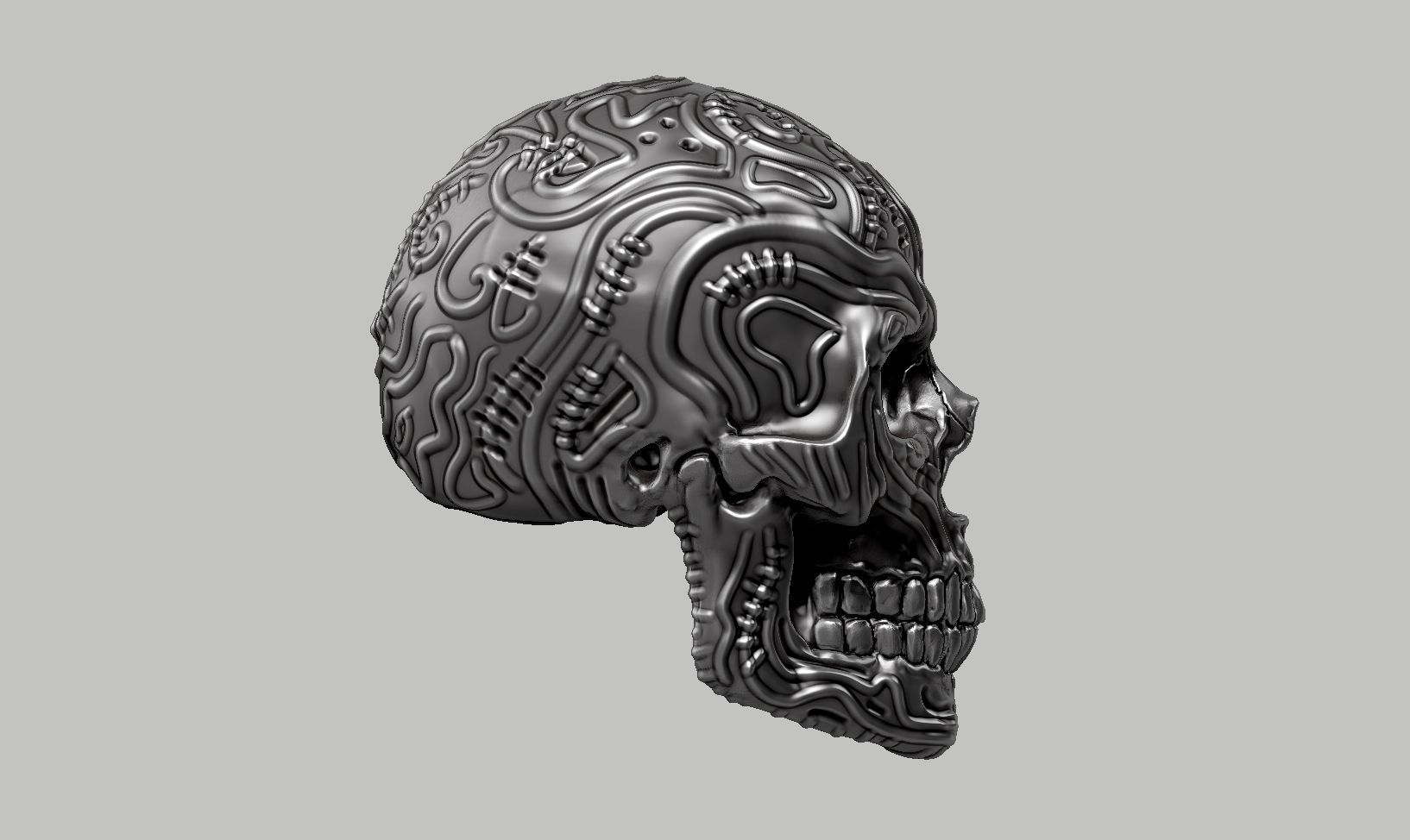 skull horn art design a13 3D print model_3