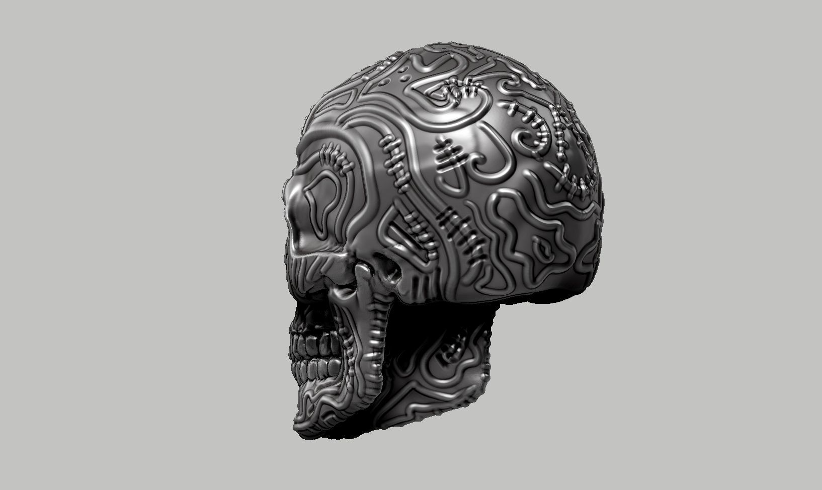 skull horn art design a13 3D print model_6