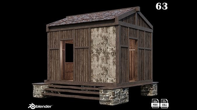 Medieval Houses Pack 61-62-63-64-65 - 4K Textures Game Ready Low-poly 3D model 4