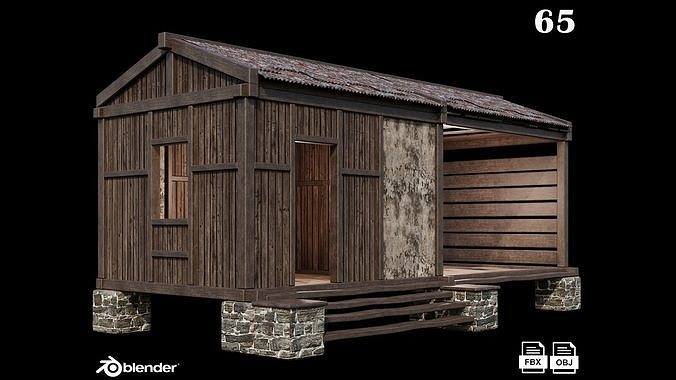 Medieval Houses Pack 61-62-63-64-65 - 4K Textures Game Ready Low-poly 3D model 6