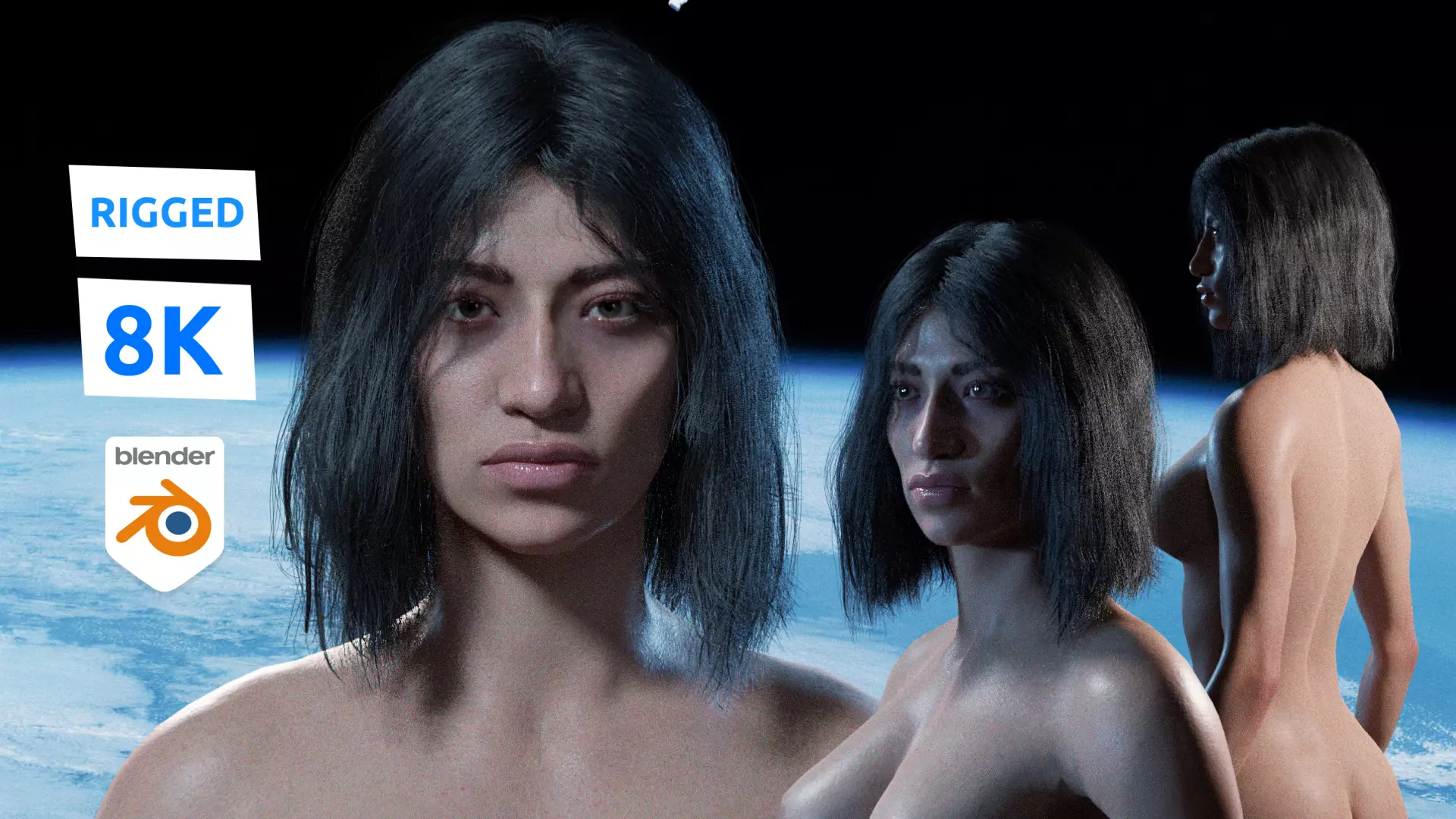 Naomi - Rigged Blender character 3D model_0