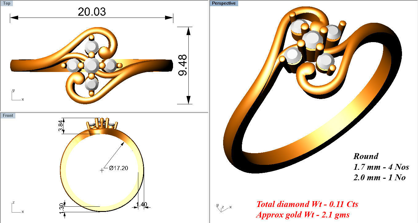 Women Diamond Ring 3dm stl render details 3D print model_3