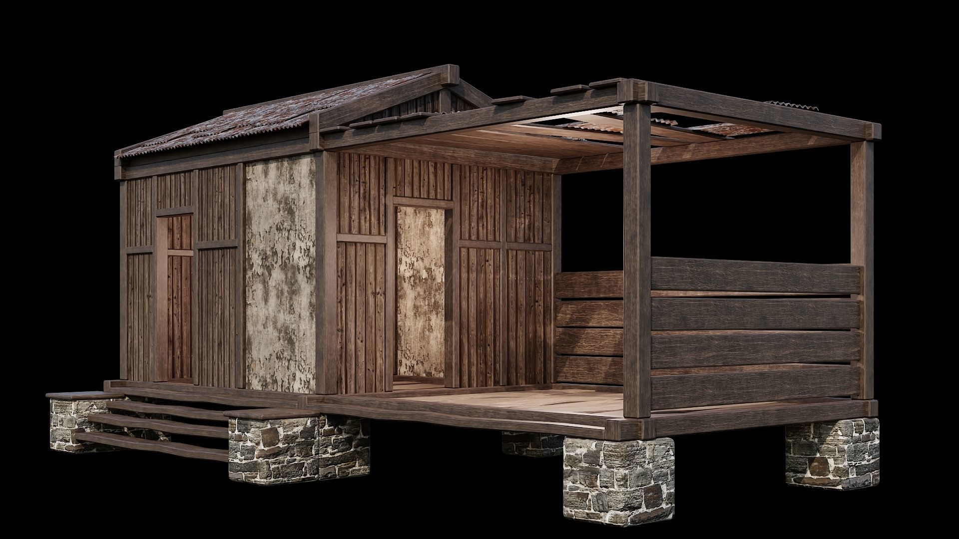 Medieval Houses 61- 4K Textures Game Ready Low-poly 3D model_1