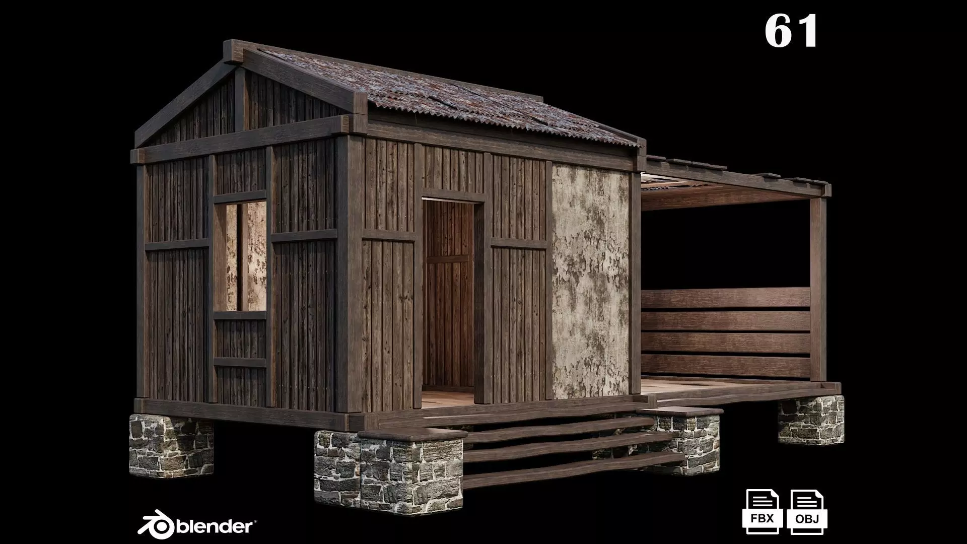 Medieval Houses 61- 4K Textures Game Ready Low-poly 3D model_0