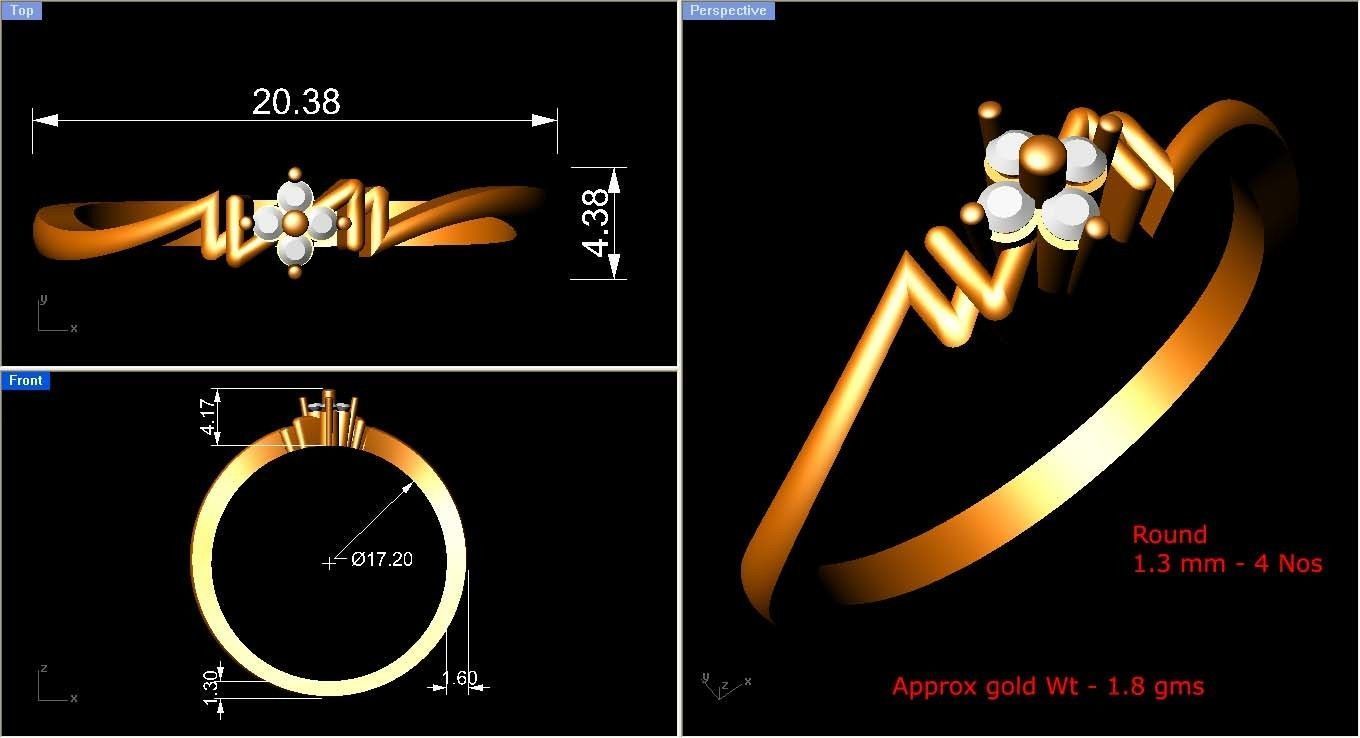 Women Diamond Ring 3dm stl render details 3D print model_3