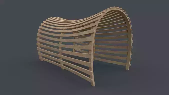 PBR Wooden Pergola Gazebo A1 Low-poly 3D model