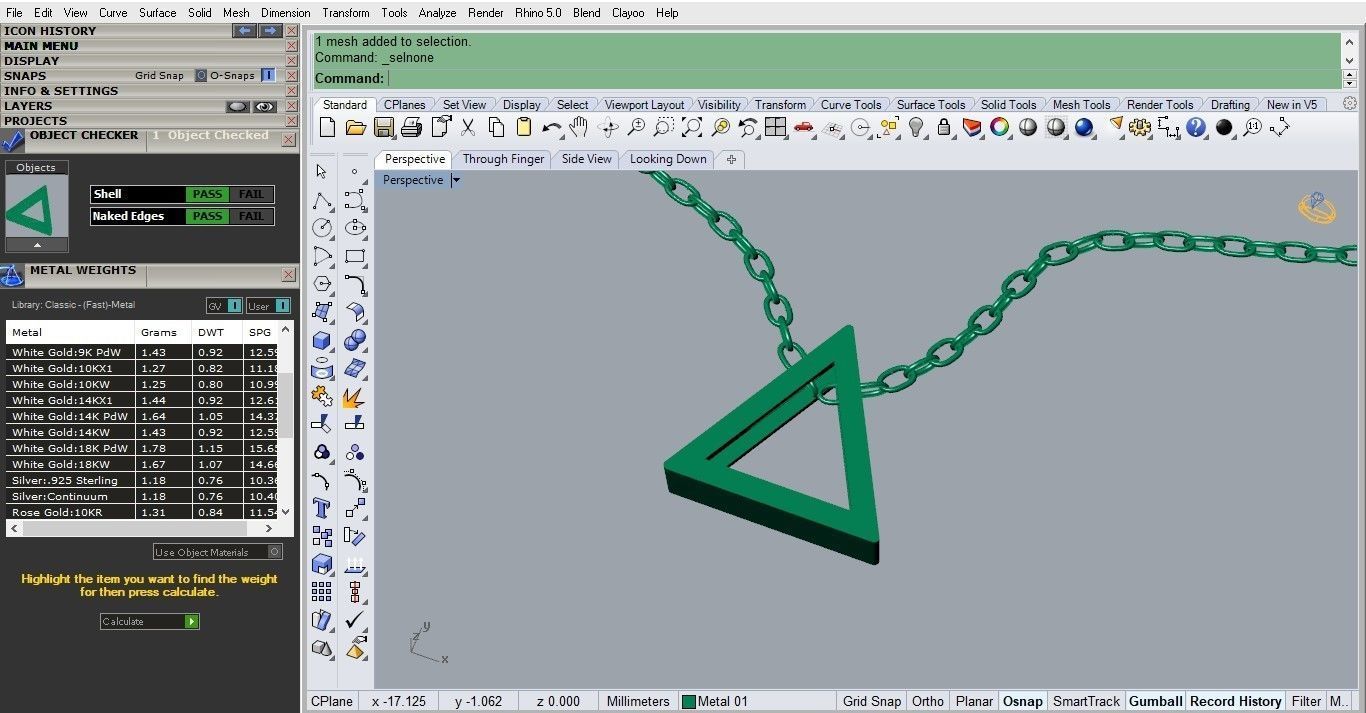 triangle pendant 3D print model_3