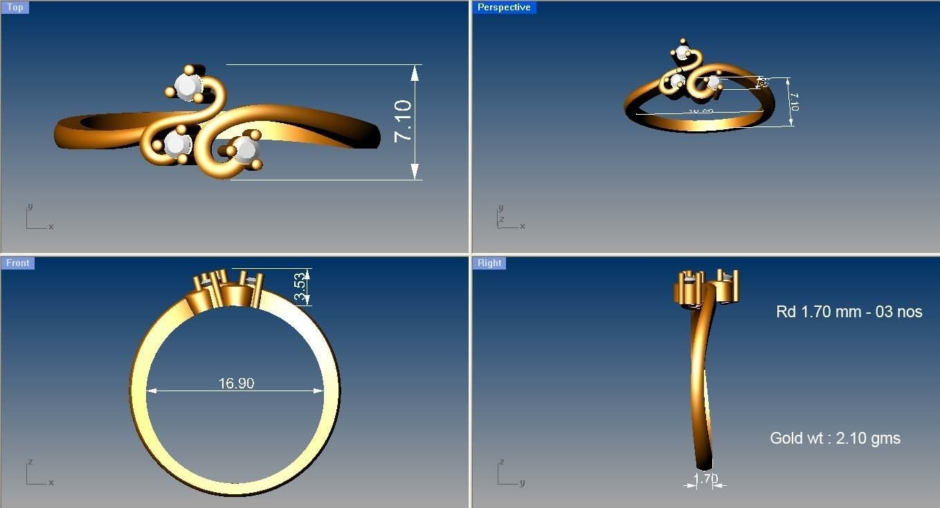 Women Diamond Ring 3dm stl render details 3D print model_3