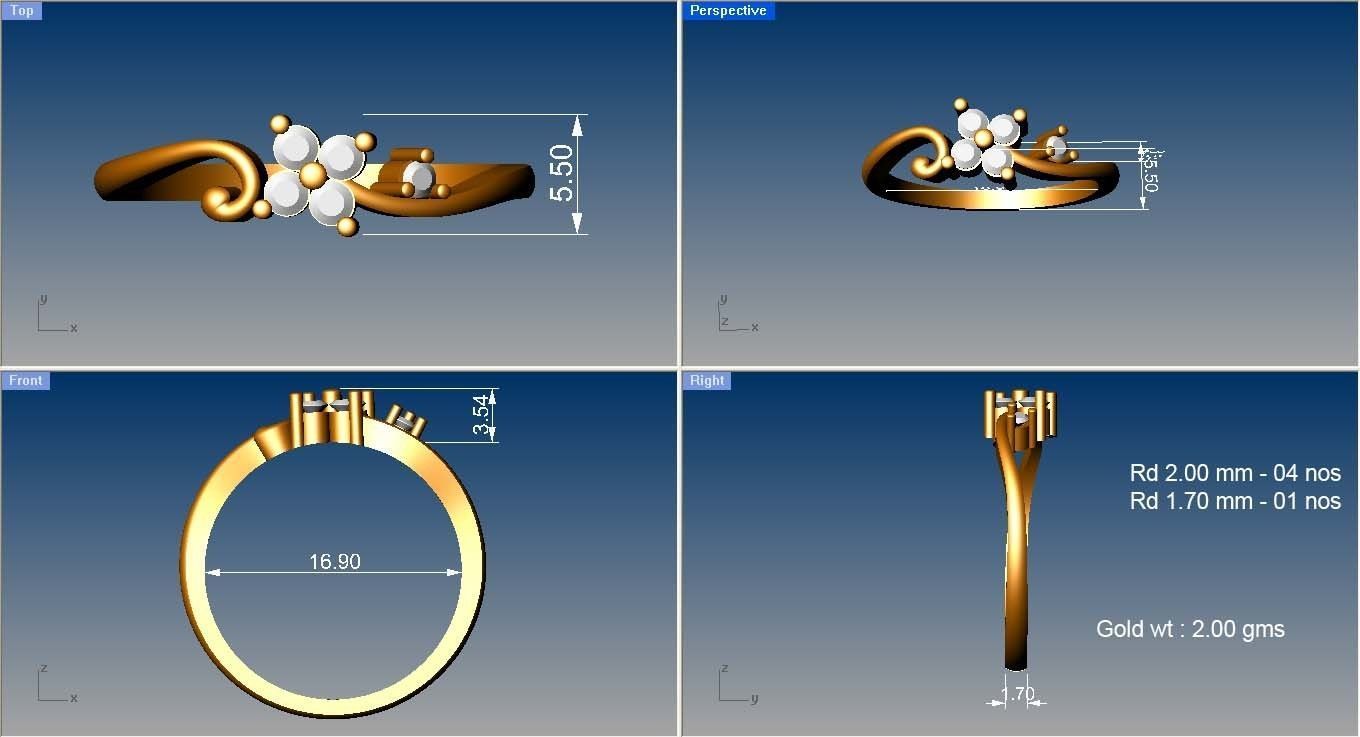 Women Diamond Ring 3dm stl render details 3D print model_3