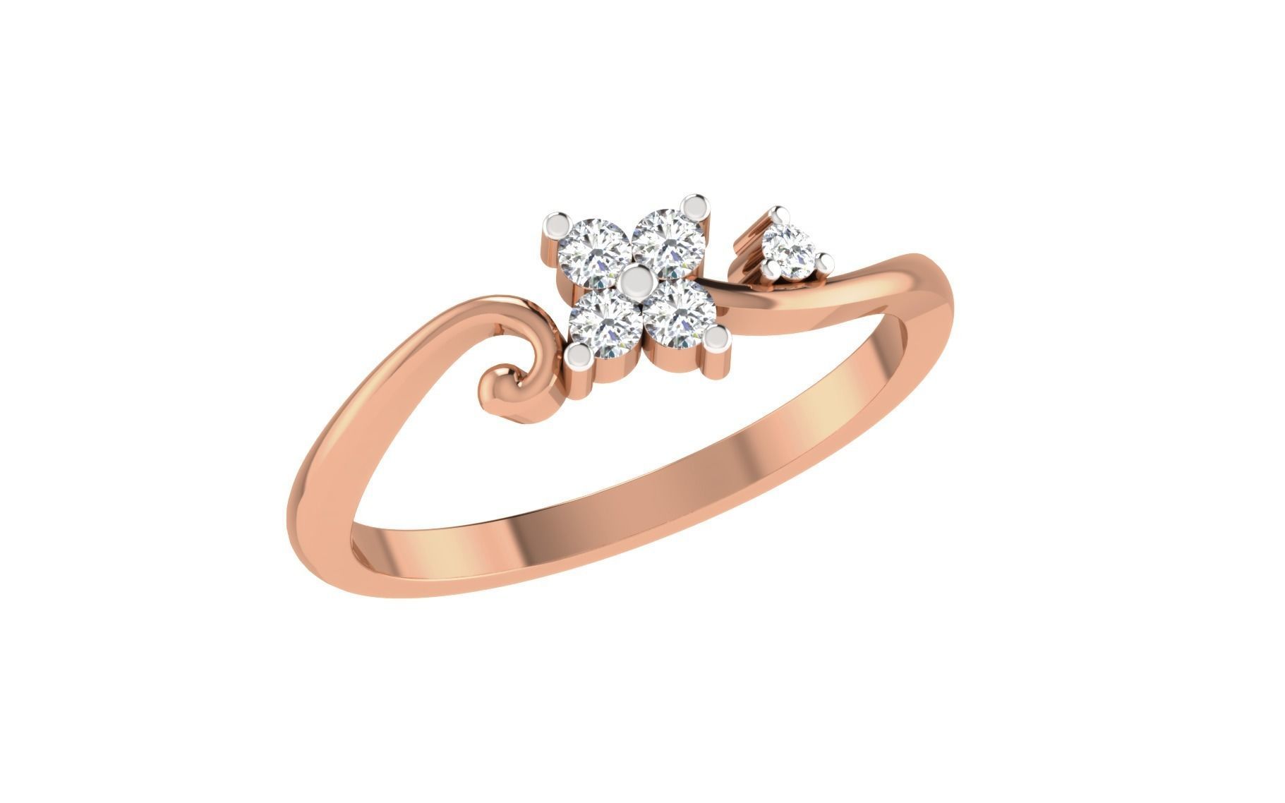Women Diamond Ring 3dm stl render details 3D print model_1
