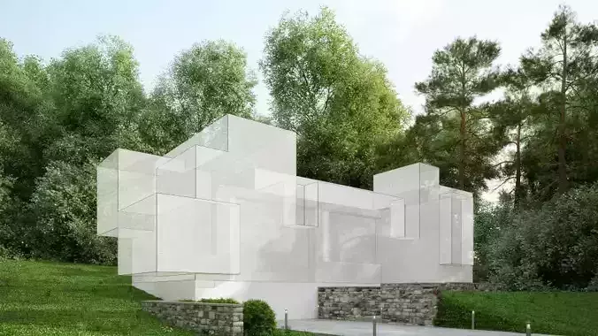 Scene Ready To Render A Building 3D model