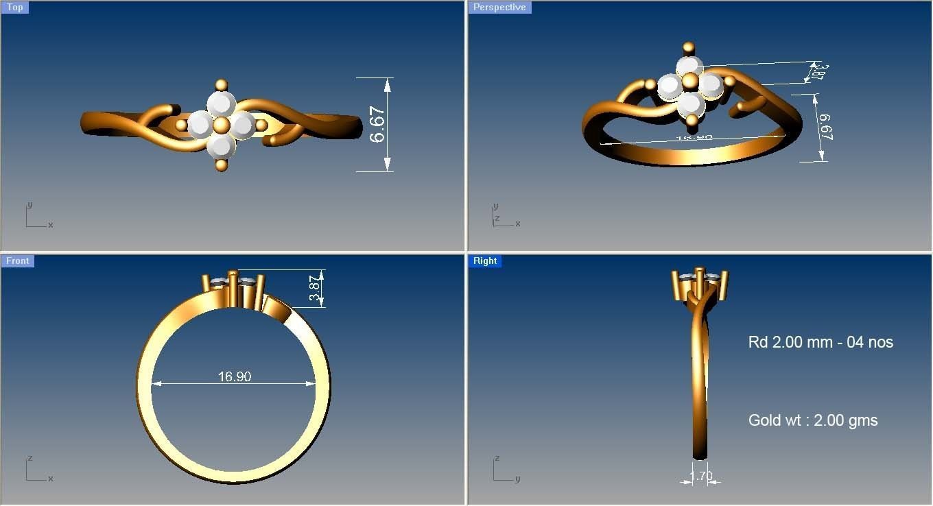 Women Diamond Ring 3dm stl render details 3D print model_3