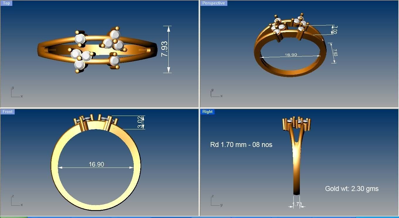 Women Diamond Ring 3dm stl render details 3D print model_3