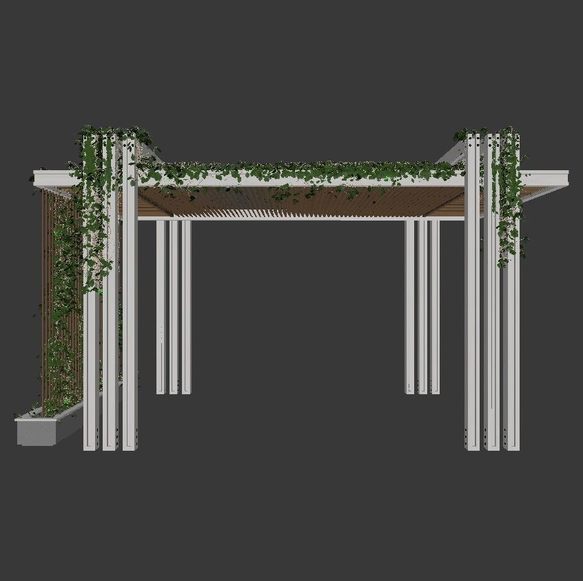 Pergola with ivy 3D model_5