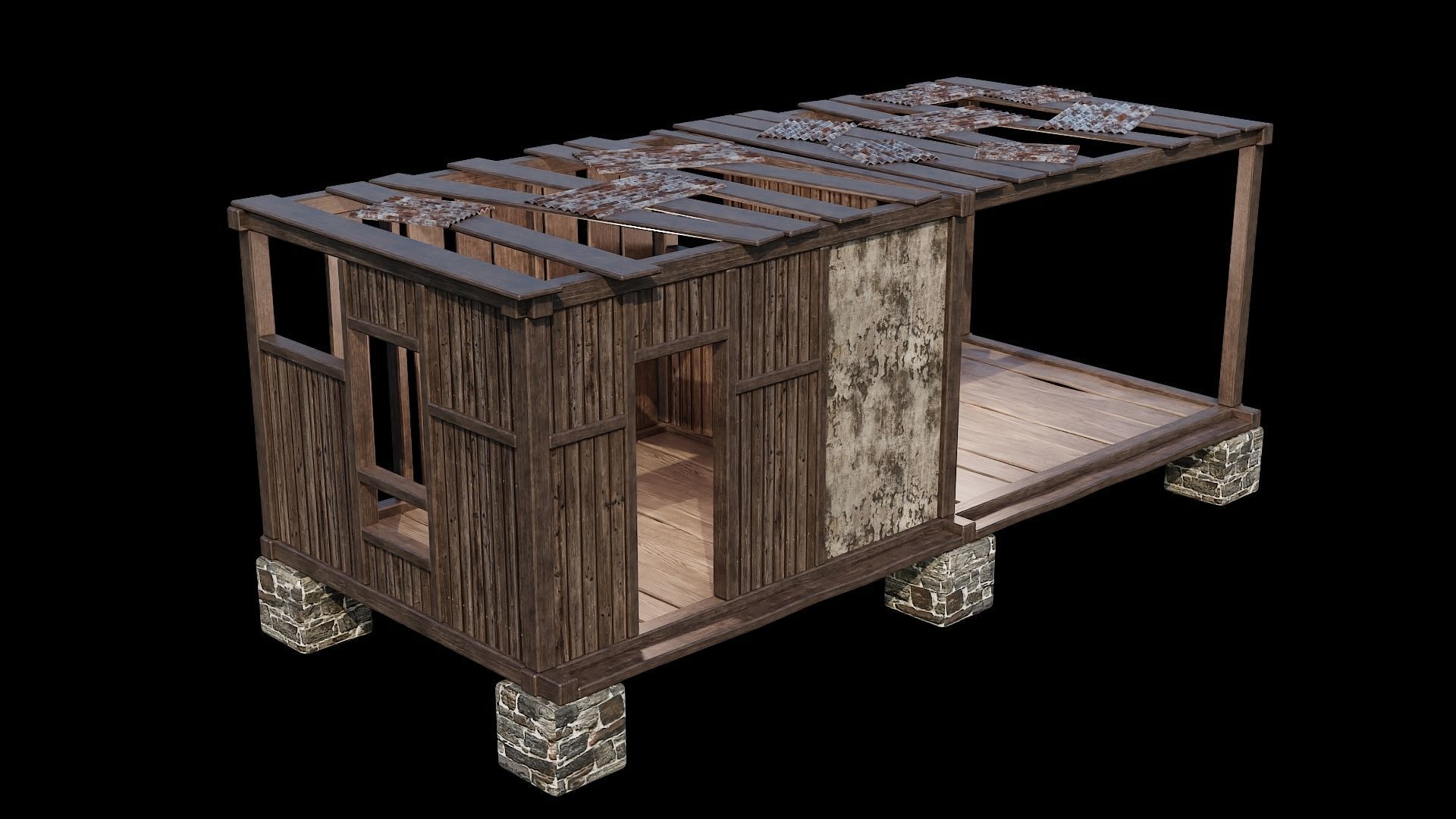 Medieval Houses 64- 4K Textures Game Ready Low-poly 3D model_14
