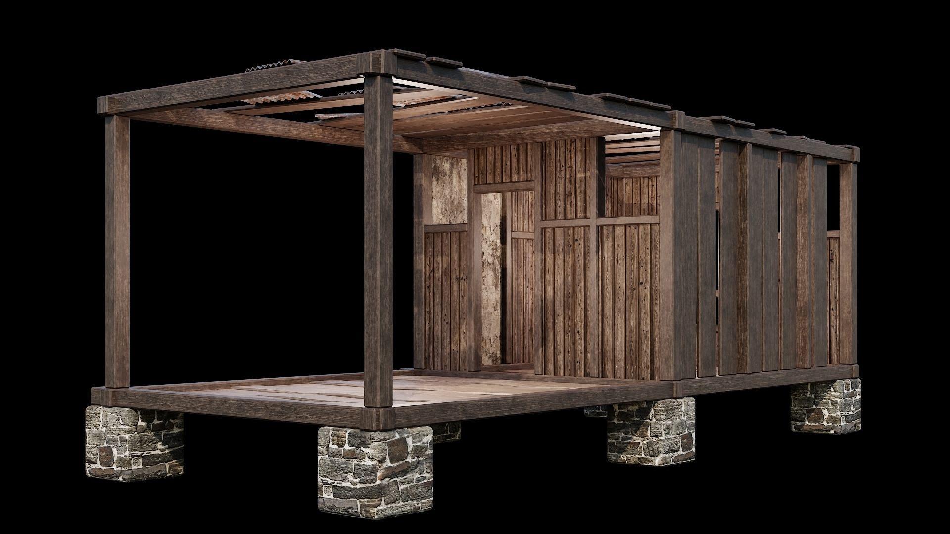 Medieval Houses 64- 4K Textures Game Ready Low-poly 3D model_10