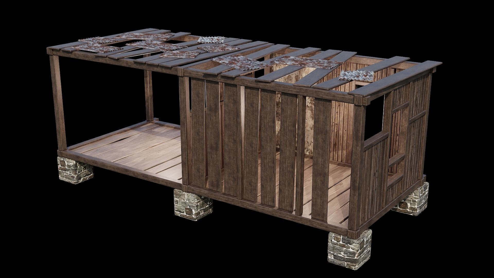 Medieval Houses 64- 4K Textures Game Ready Low-poly 3D model_3