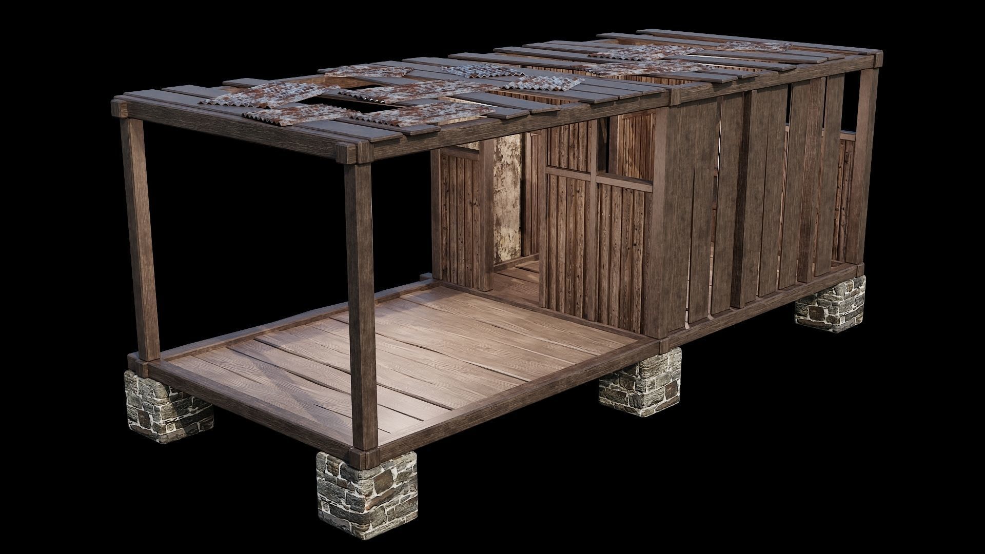 Medieval Houses 64- 4K Textures Game Ready Low-poly 3D model_6