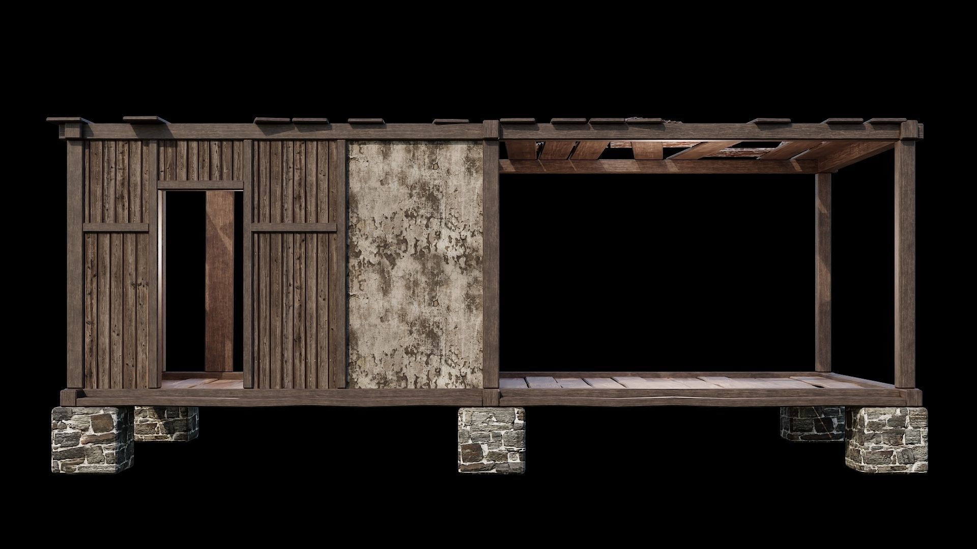 Medieval Houses 64- 4K Textures Game Ready Low-poly 3D model_11