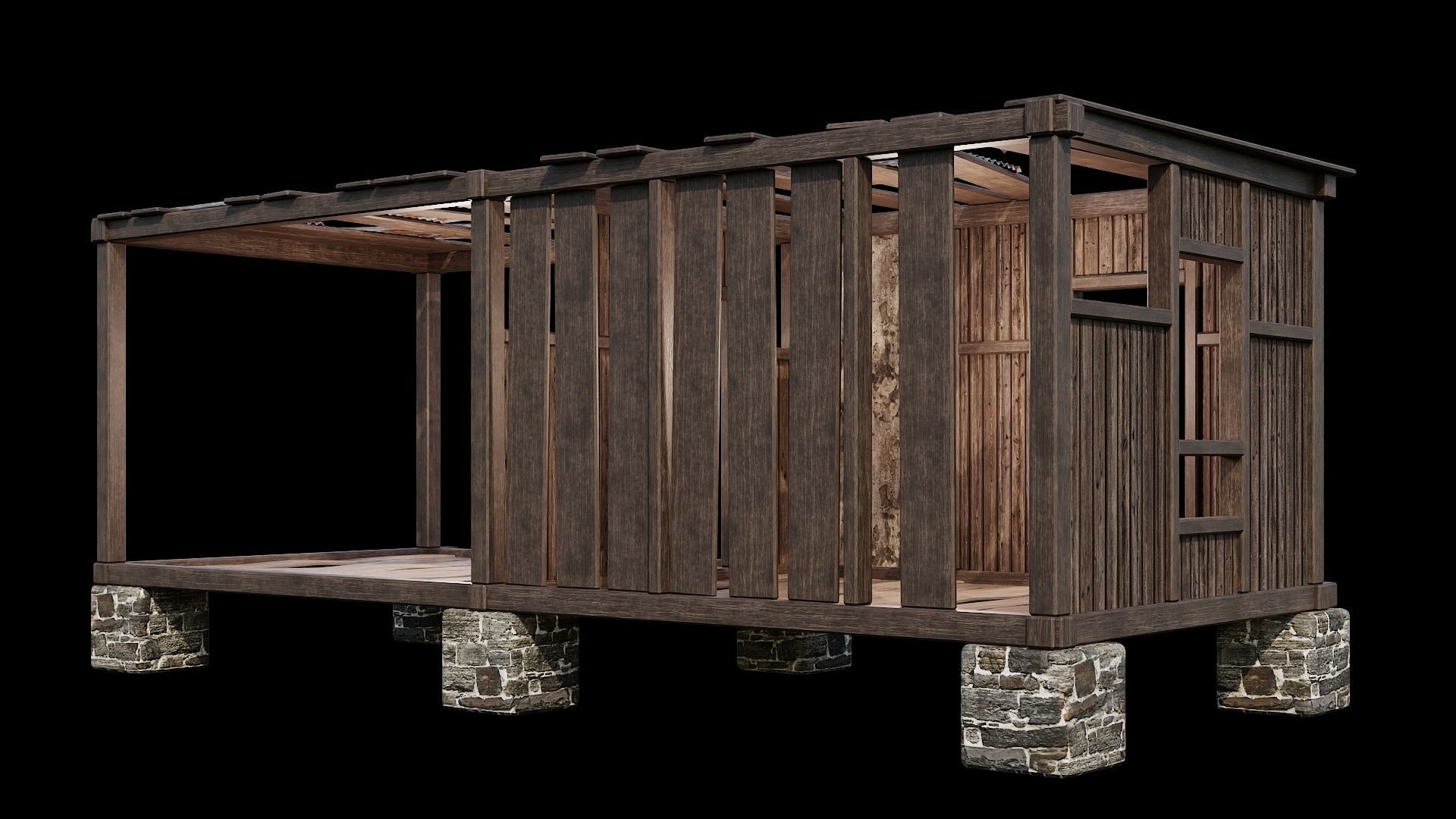 Medieval Houses 64- 4K Textures Game Ready Low-poly 3D model_9