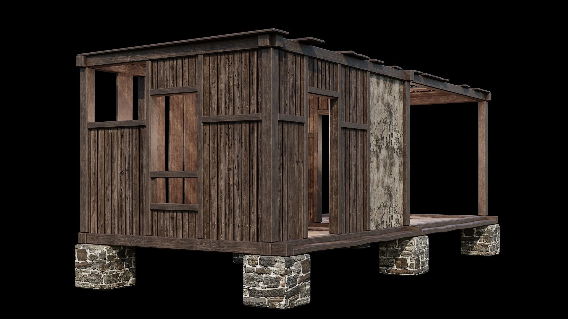 Medieval Houses 64- 4K Textures Game Ready Low-poly 3D model_8