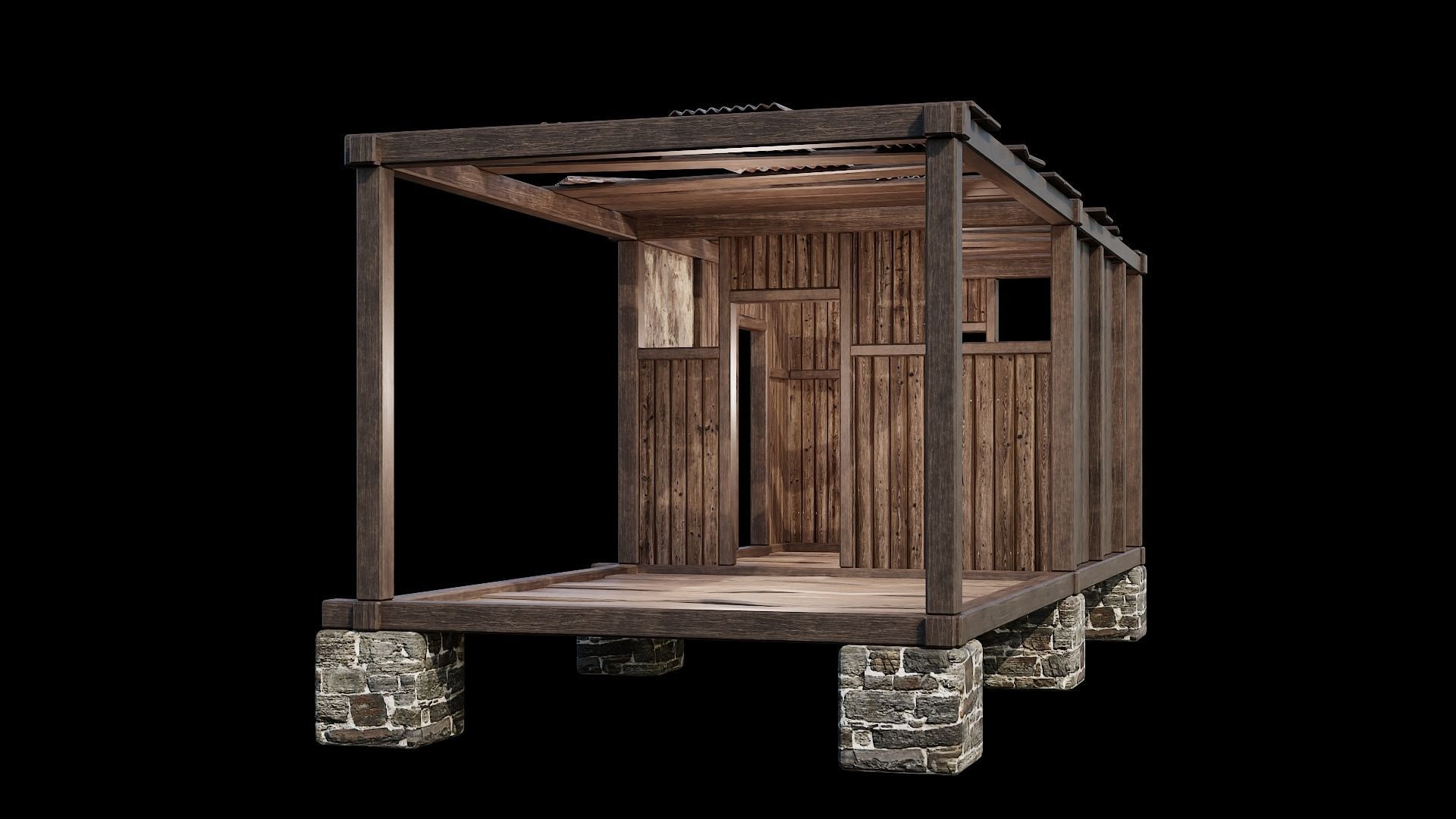 Medieval Houses 64- 4K Textures Game Ready Low-poly 3D model_13