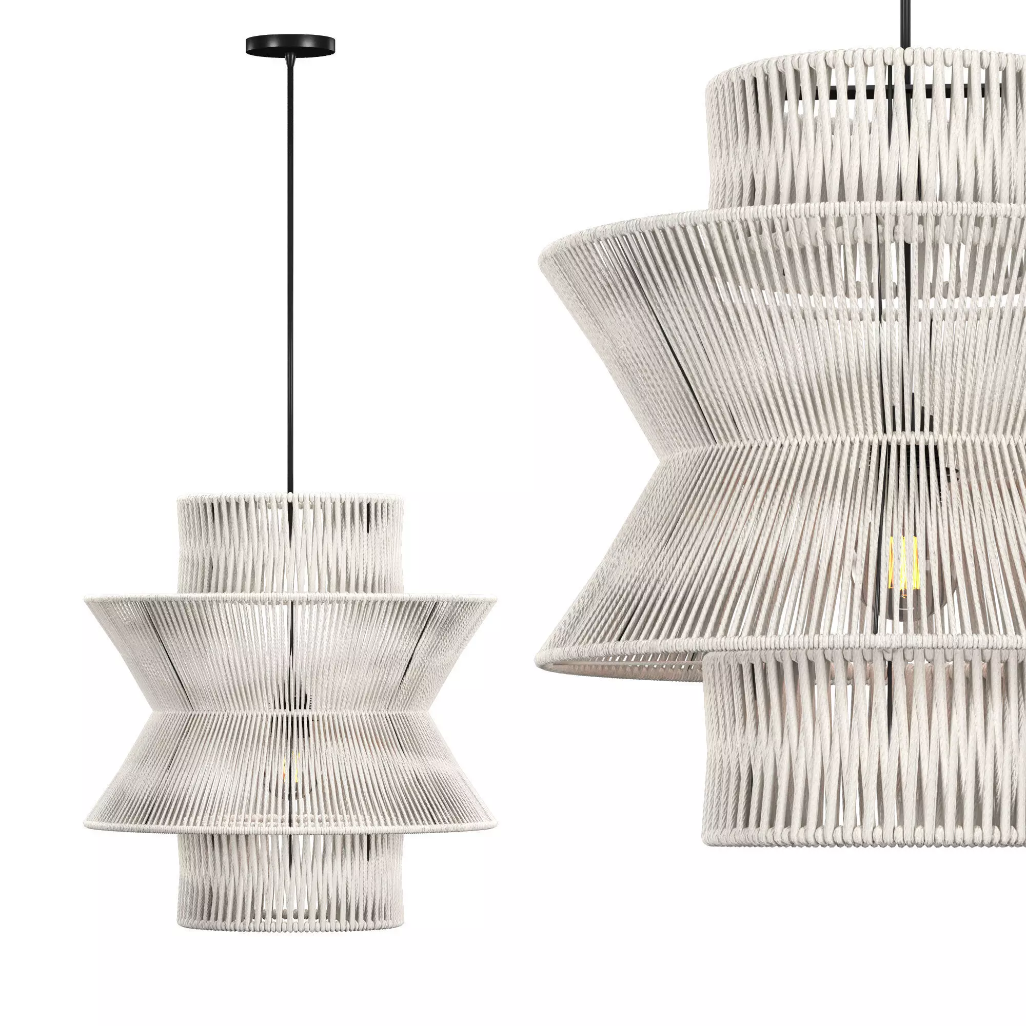 Swedish macrame chandelier 3D model_0