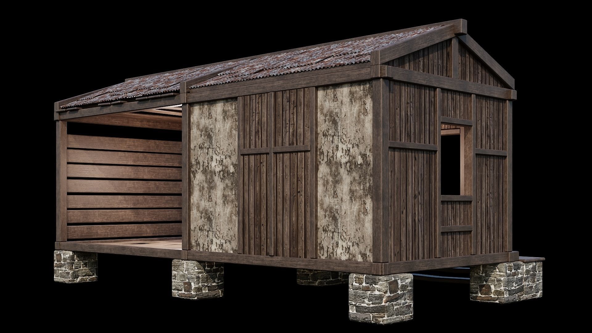 Medieval Houses 65- 4K Textures Game Ready Low-poly 3D model_1