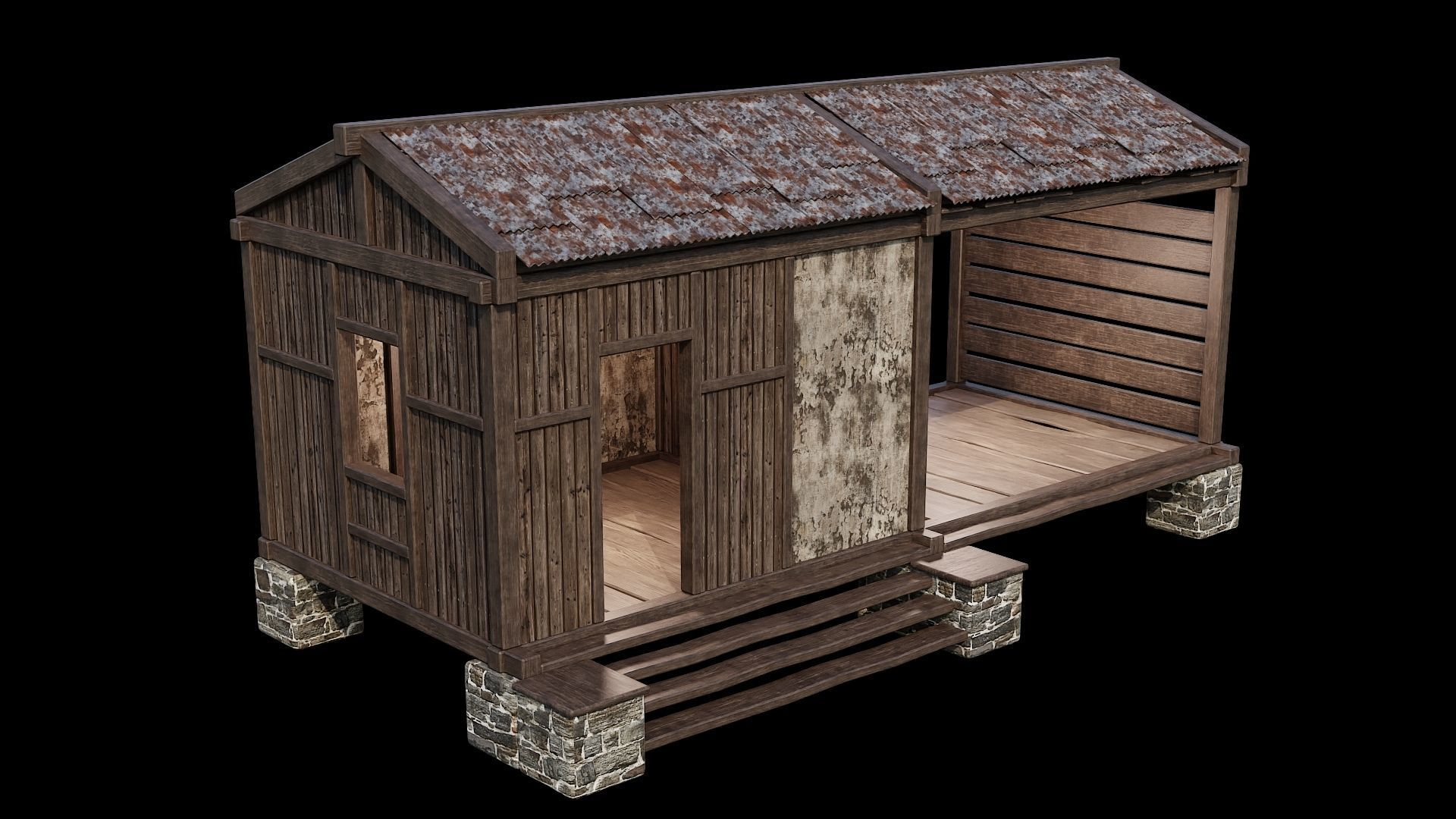 Medieval Houses 65- 4K Textures Game Ready Low-poly 3D model_14