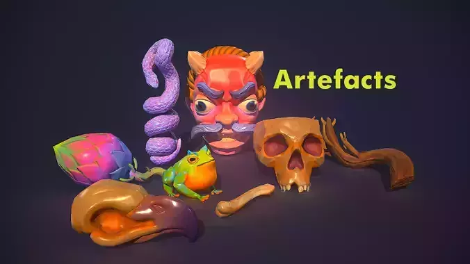 Artefacts Pack Low-poly 3D model