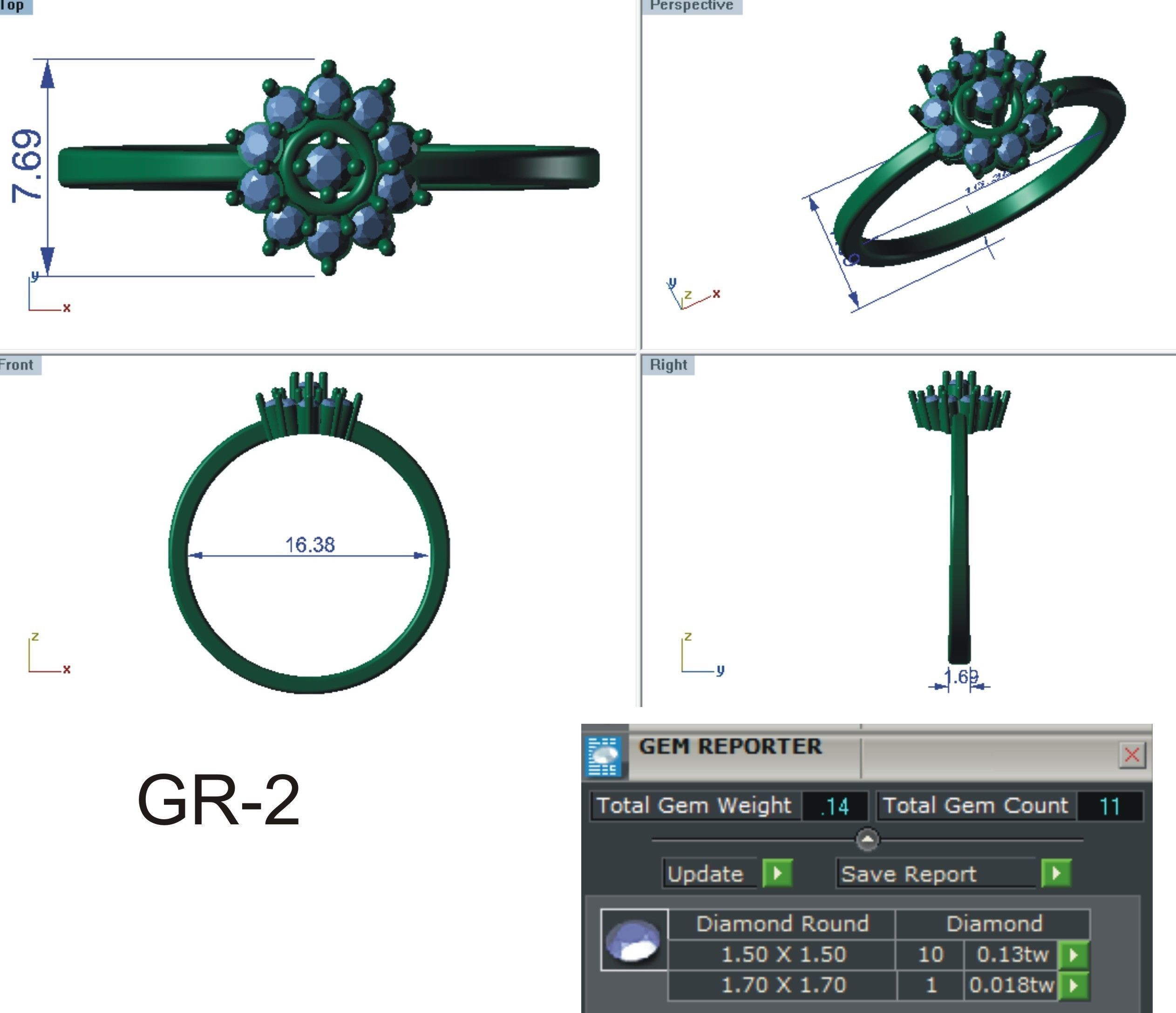 Women Diamond Ring 3dm stl render details 3D print model_4