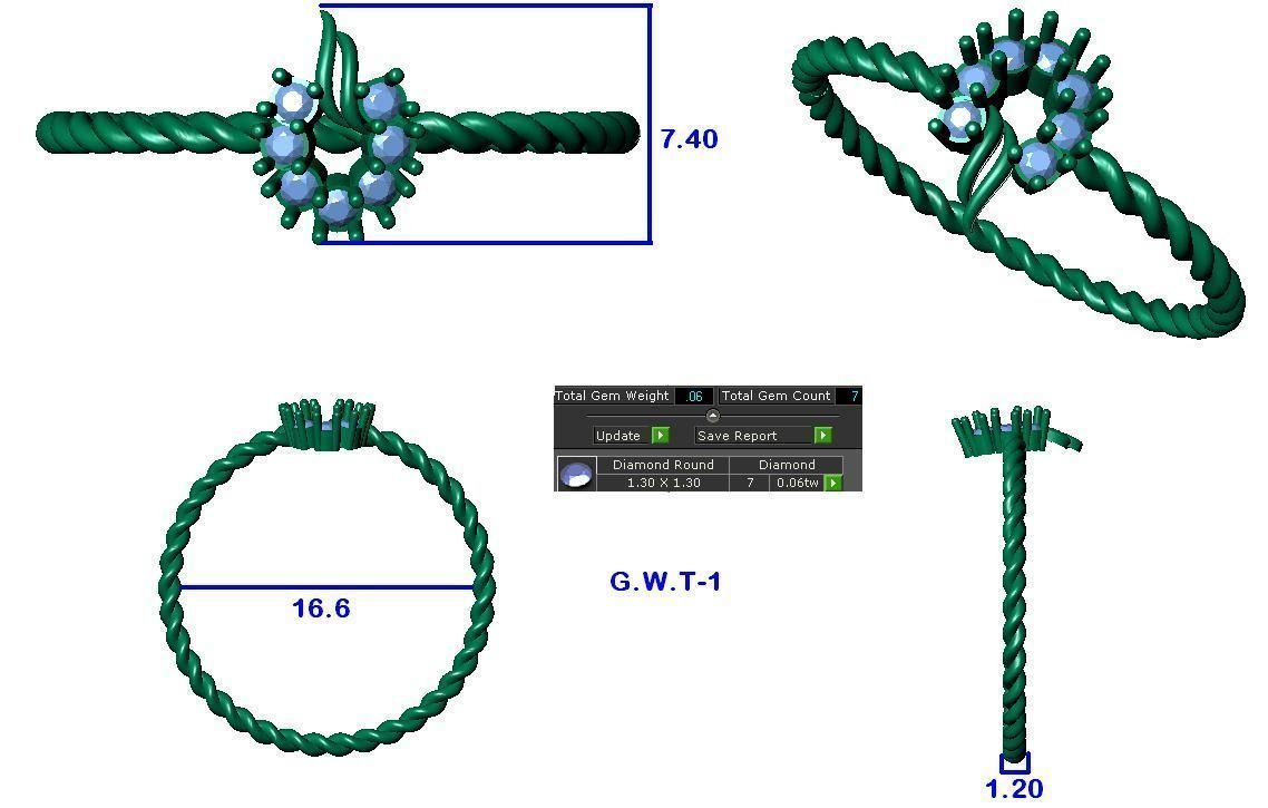 Women Diamond Ring 3dm stl render details 3D print model_4