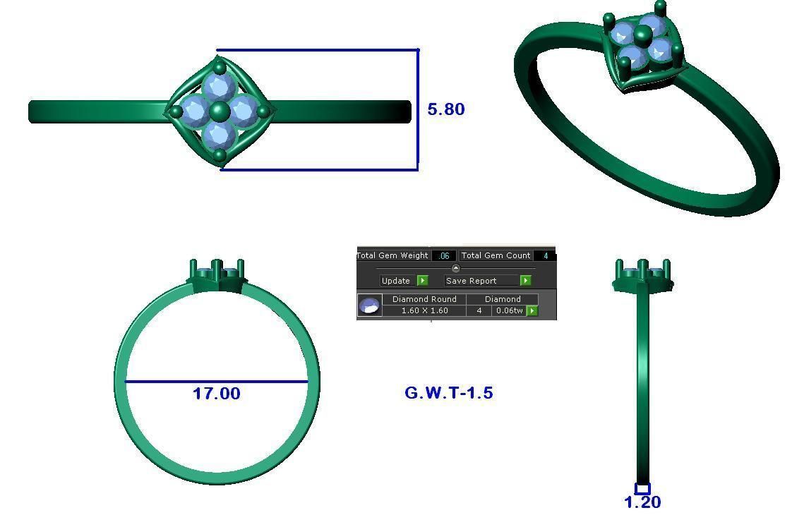 Women Diamond Ring 3dm stl render details 3D print model_3