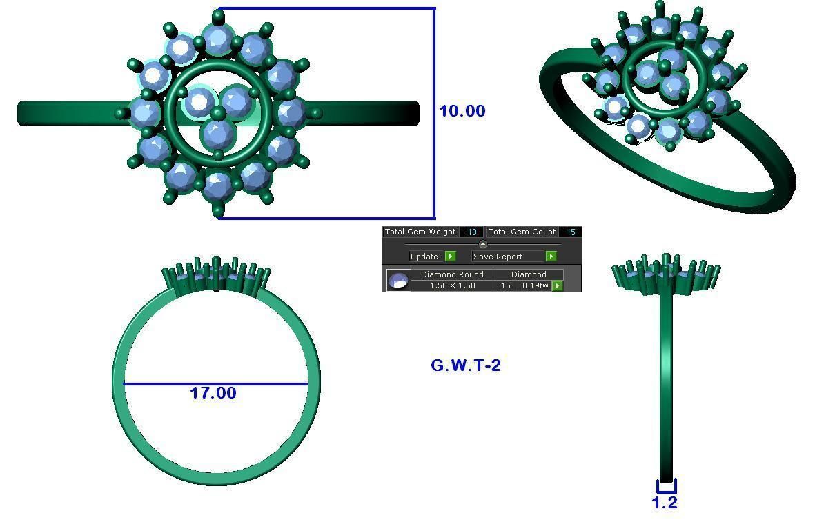 Women Diamond Ring 3dm stl render details 3D print model_3