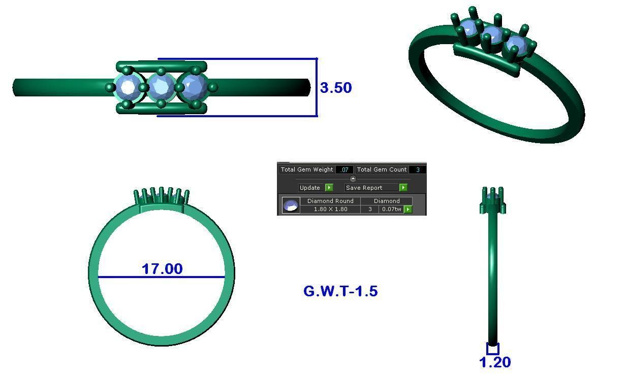 Women Diamond Ring 3dm stl render details 3D print model_4