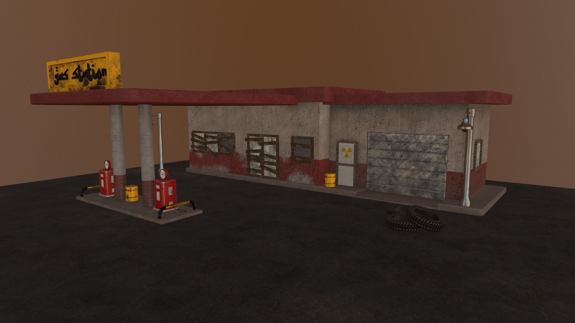 Desert Gas Station Low-poly 3D model_22