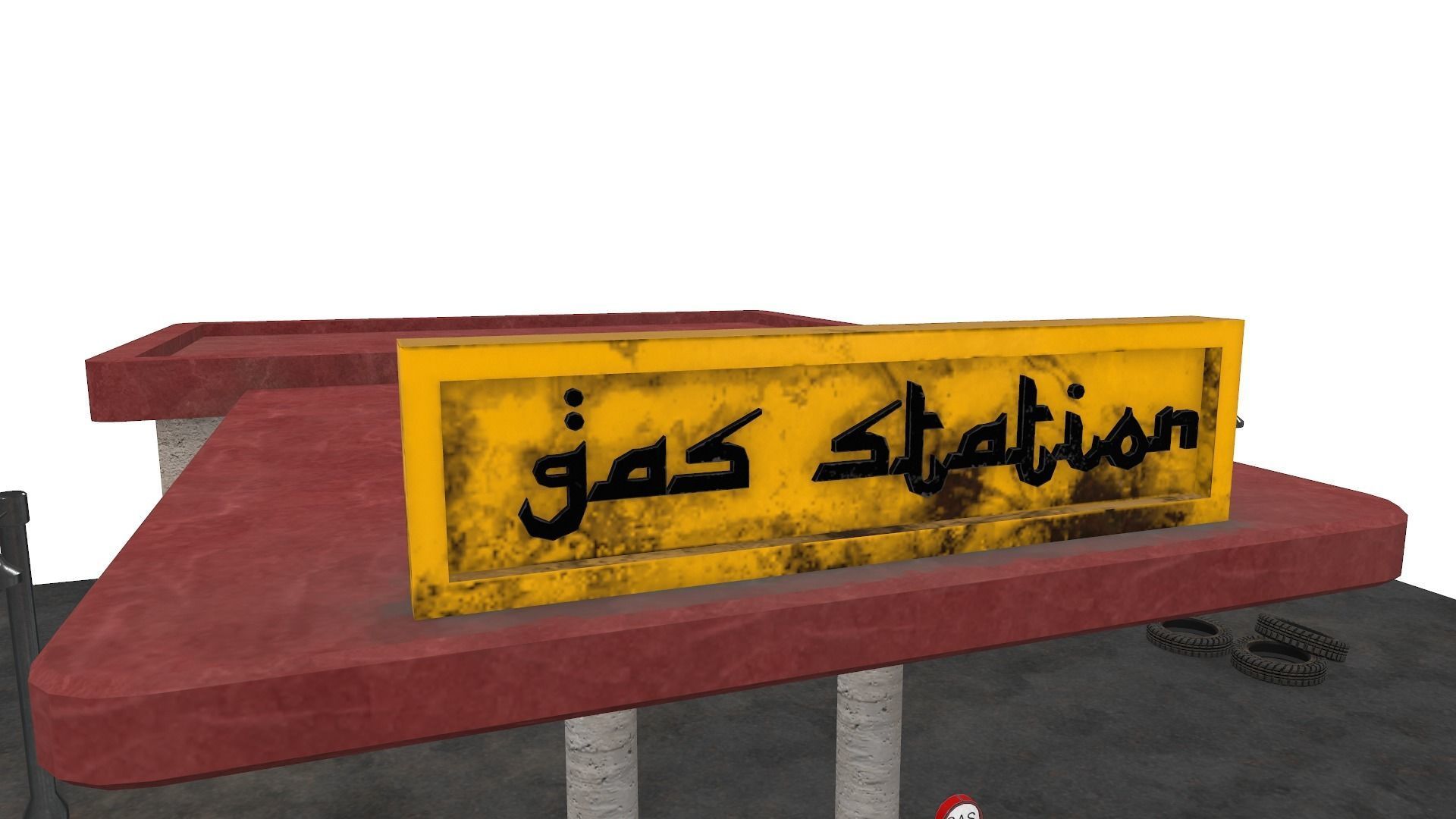 Desert Gas Station Low-poly 3D model_7