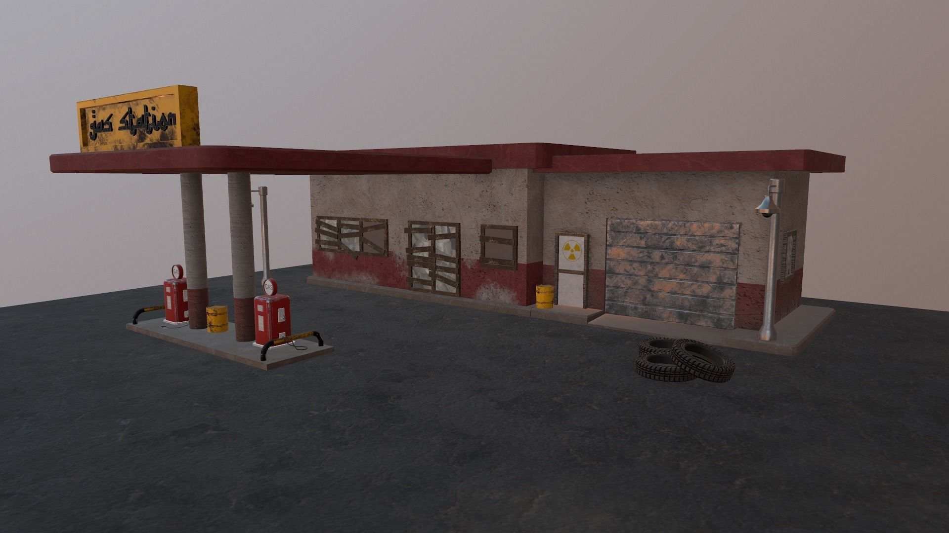 Desert Gas Station Low-poly 3D model_31