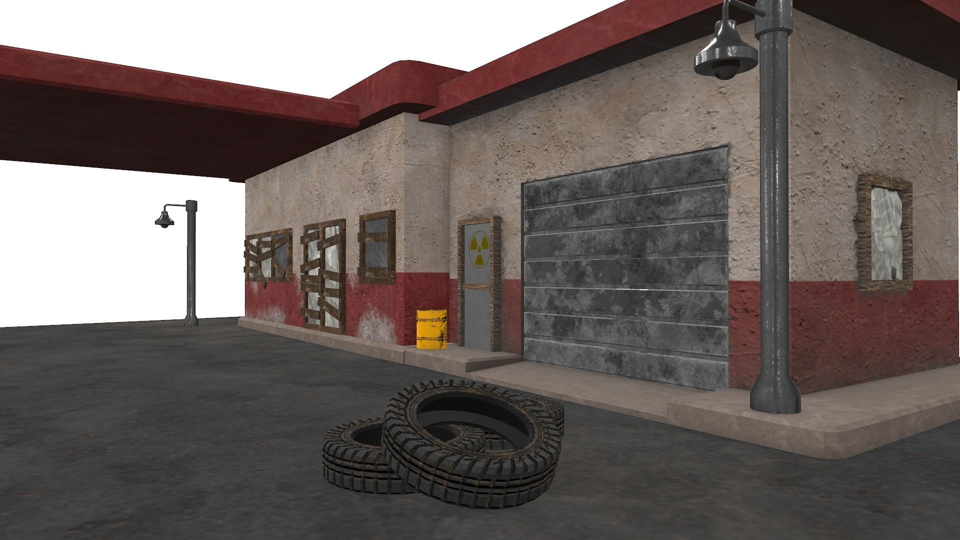 Desert Gas Station Low-poly 3D model_4